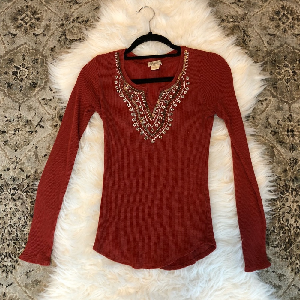 Lucky Brand Thermal Embellished top